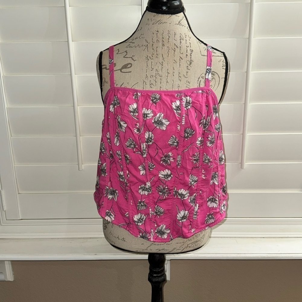 Torrid Challis Corset Crop Top Overlap Floral Gin Fizz